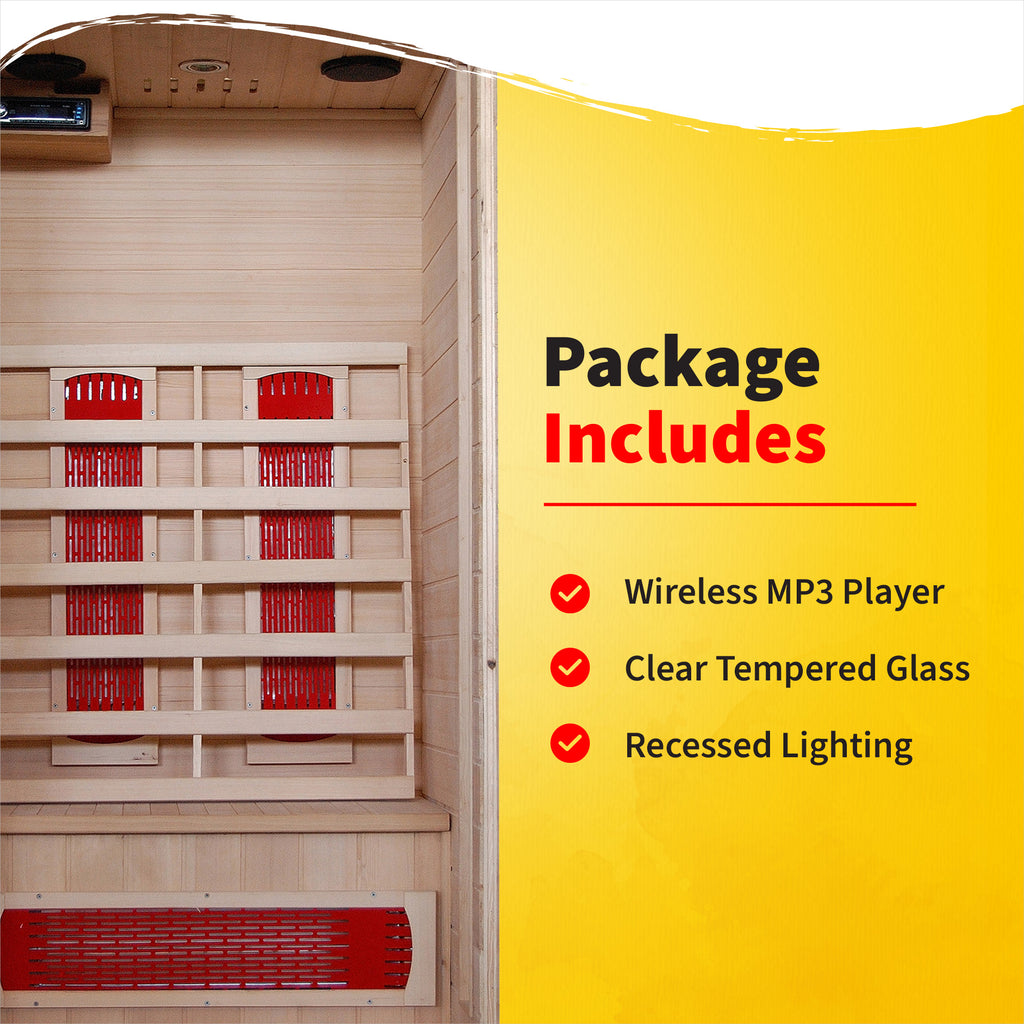 Buena Vista 1-2 Person Hemlock Infrared Sauna with 3 Ceramic Heaters