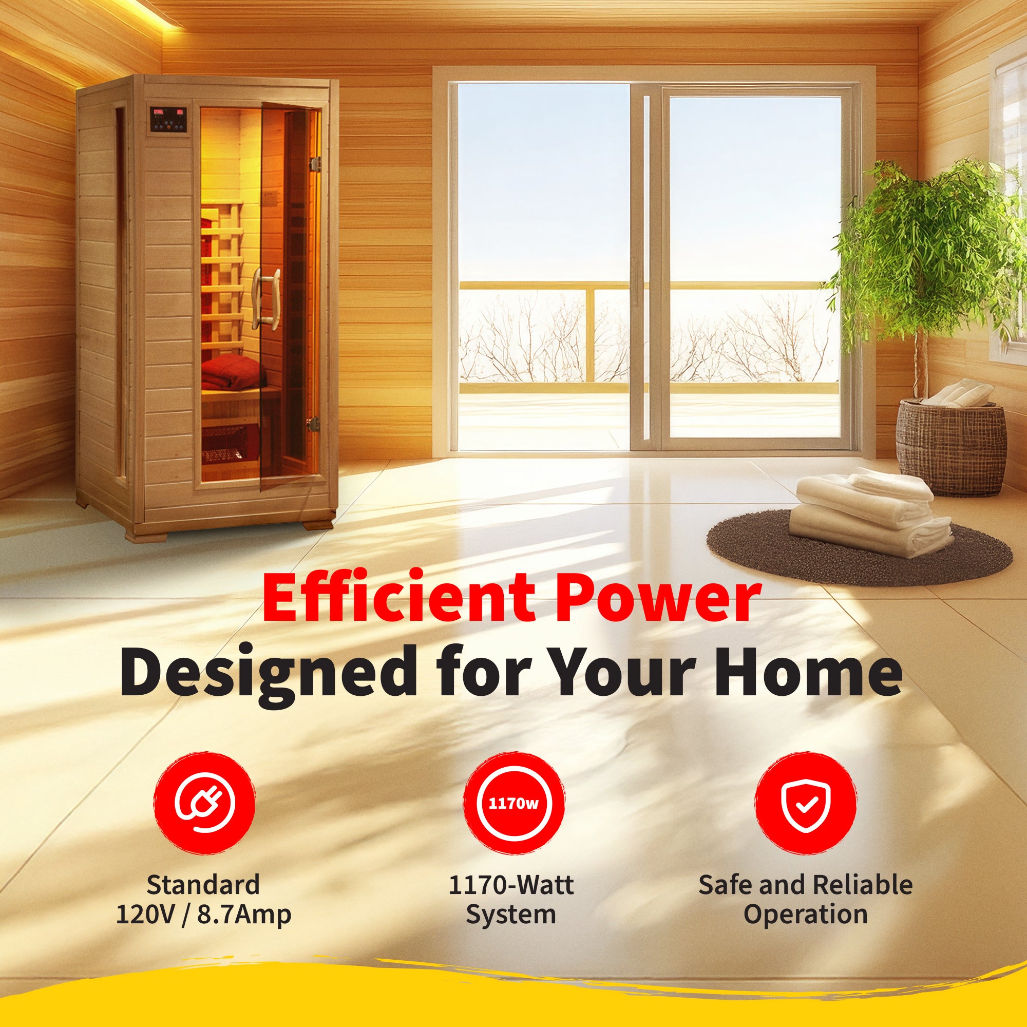 Buena Vista 1-2 Person Hemlock Infrared Sauna with 3 Ceramic Heaters