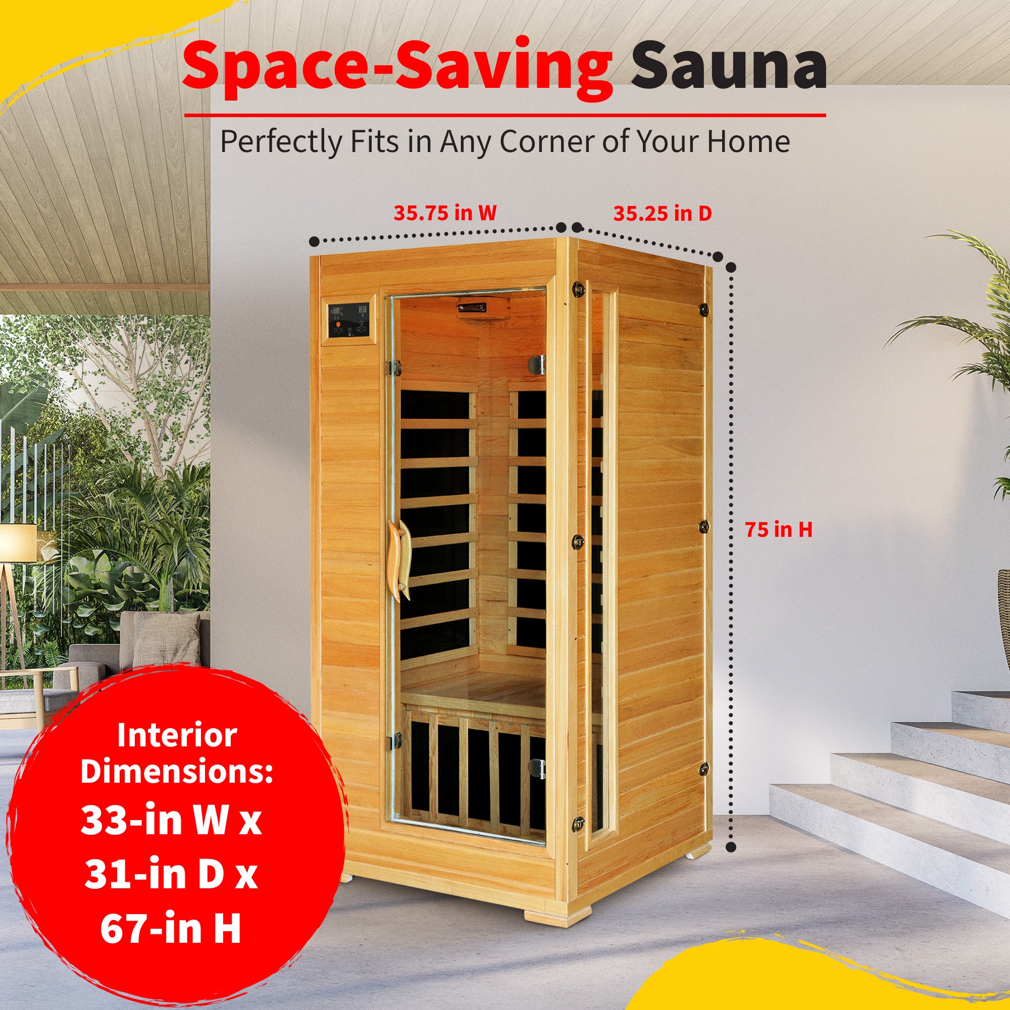 Buena Vista 1-2 Person Hemlock Infrared Sauna with 4 Carbon Heaters