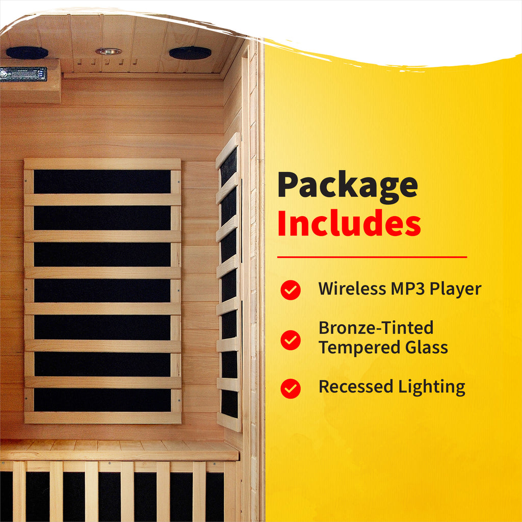 Buena Vista 1-2 Person Hemlock Infrared Sauna with 4 Carbon Heaters