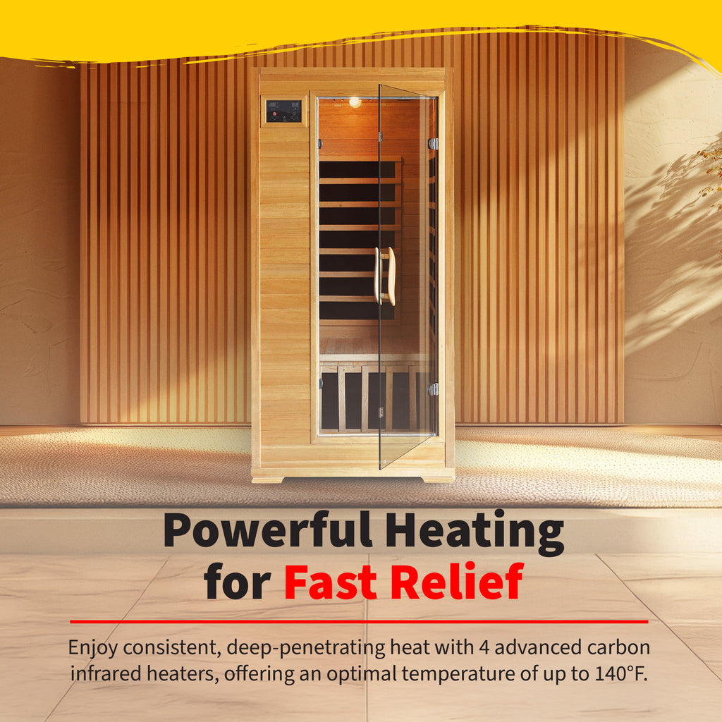 Buena Vista 1-2 Person Hemlock Infrared Sauna with 4 Carbon Heaters
