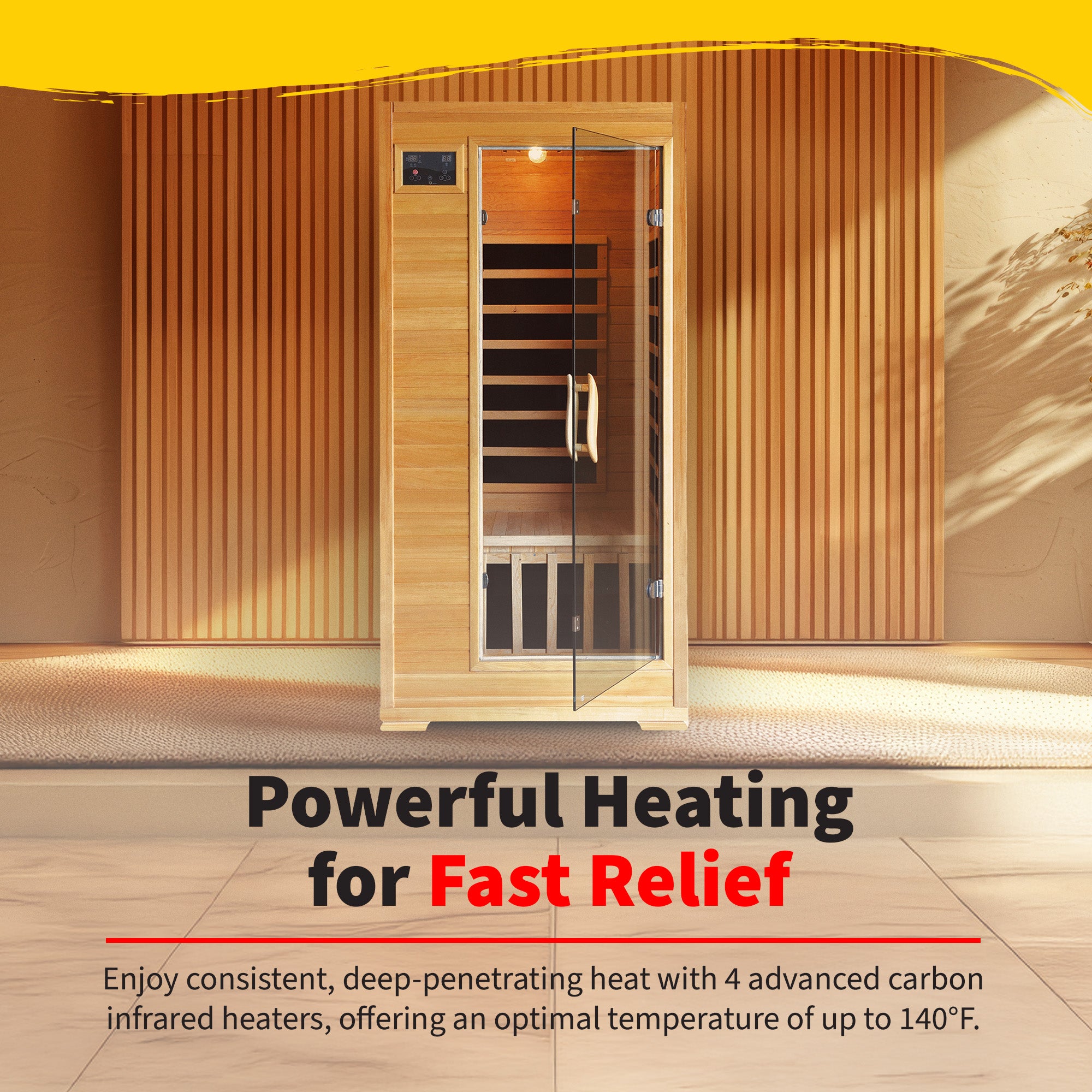 Buena Vista 1-2 Person Hemlock Infrared Sauna with 4 Carbon Heaters