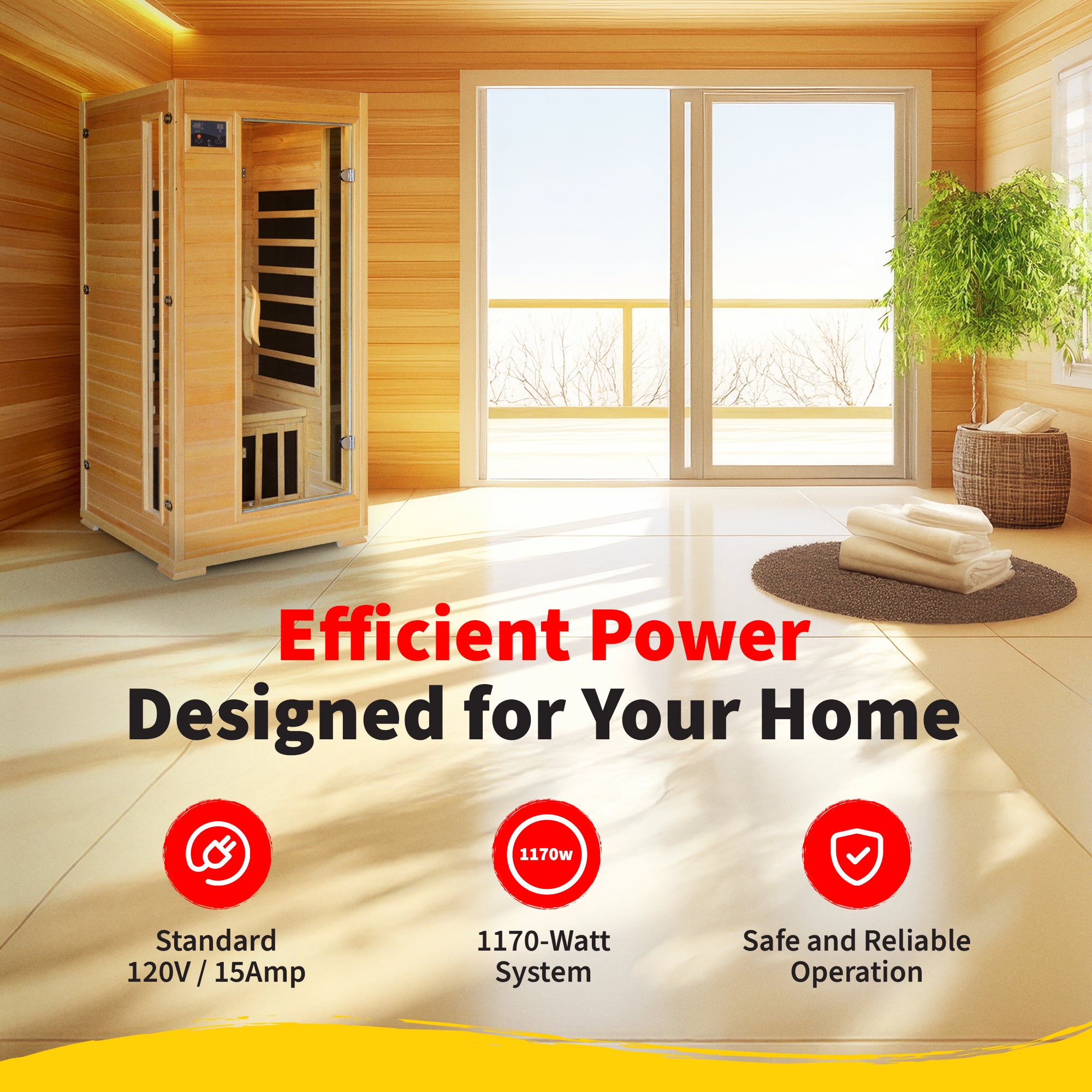 Buena Vista 1-2 Person Hemlock Infrared Sauna with 4 Carbon Heaters